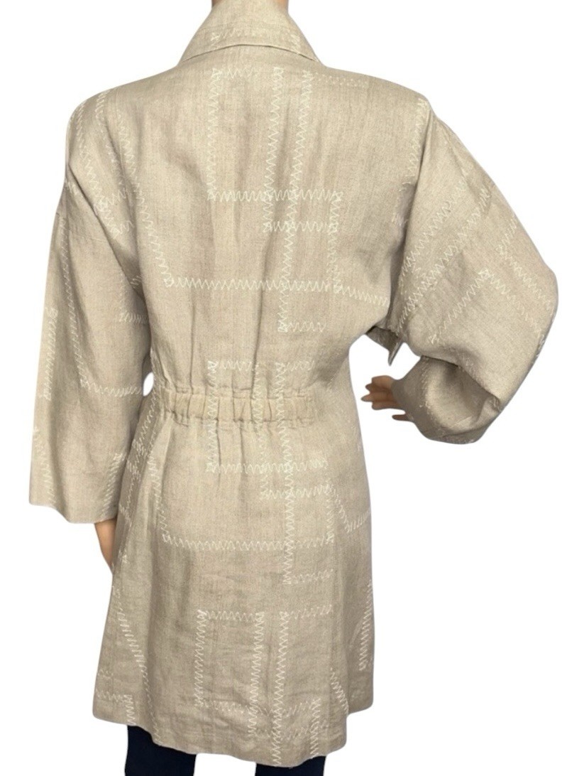 Patrick Kelly Paris Authentic 80s Double Breasted 100% Linen Trench Jacket Sz 38