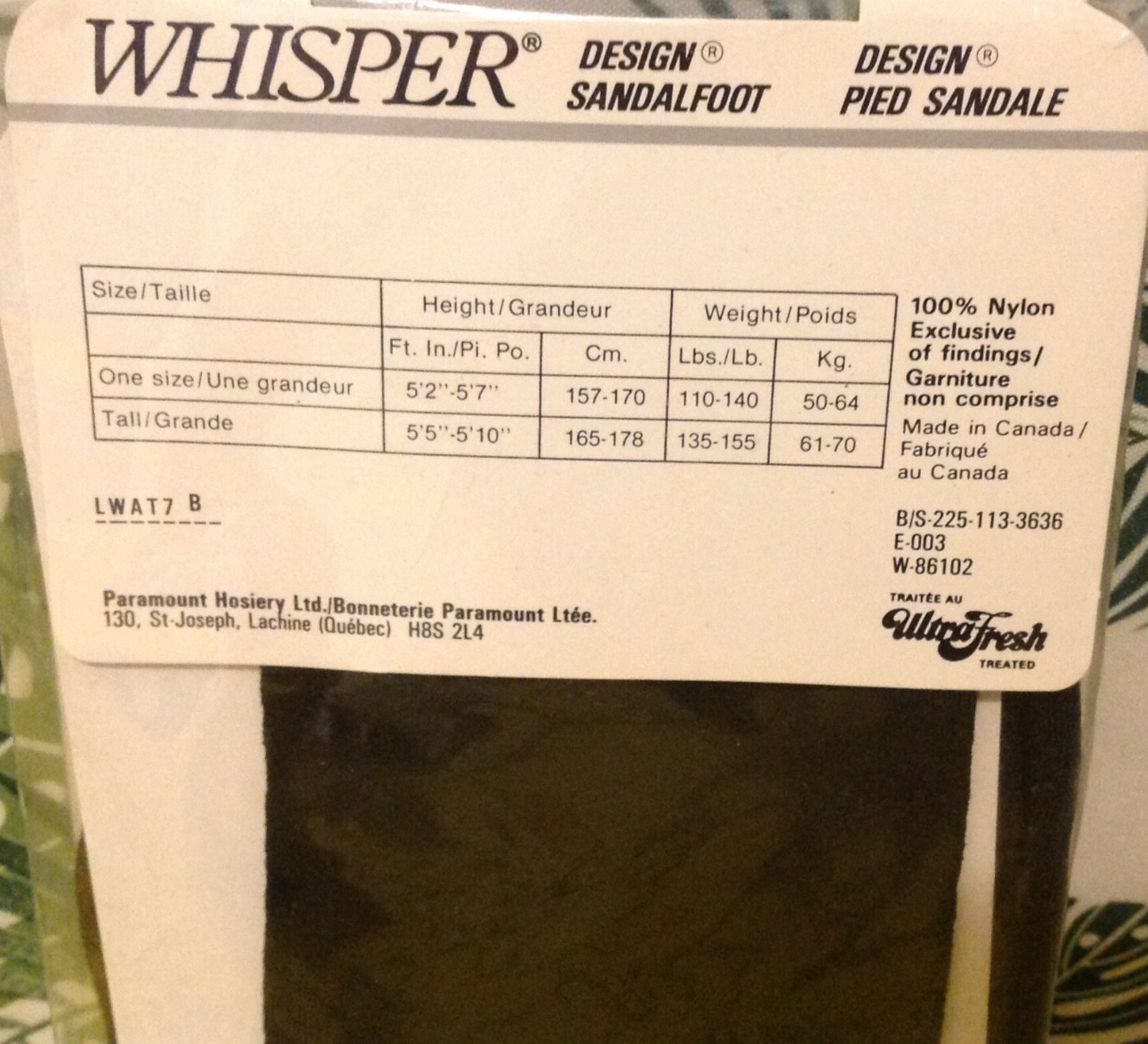 Vintage Pantyhose Whisper Desing Back Seam color Black 135-155 lbs