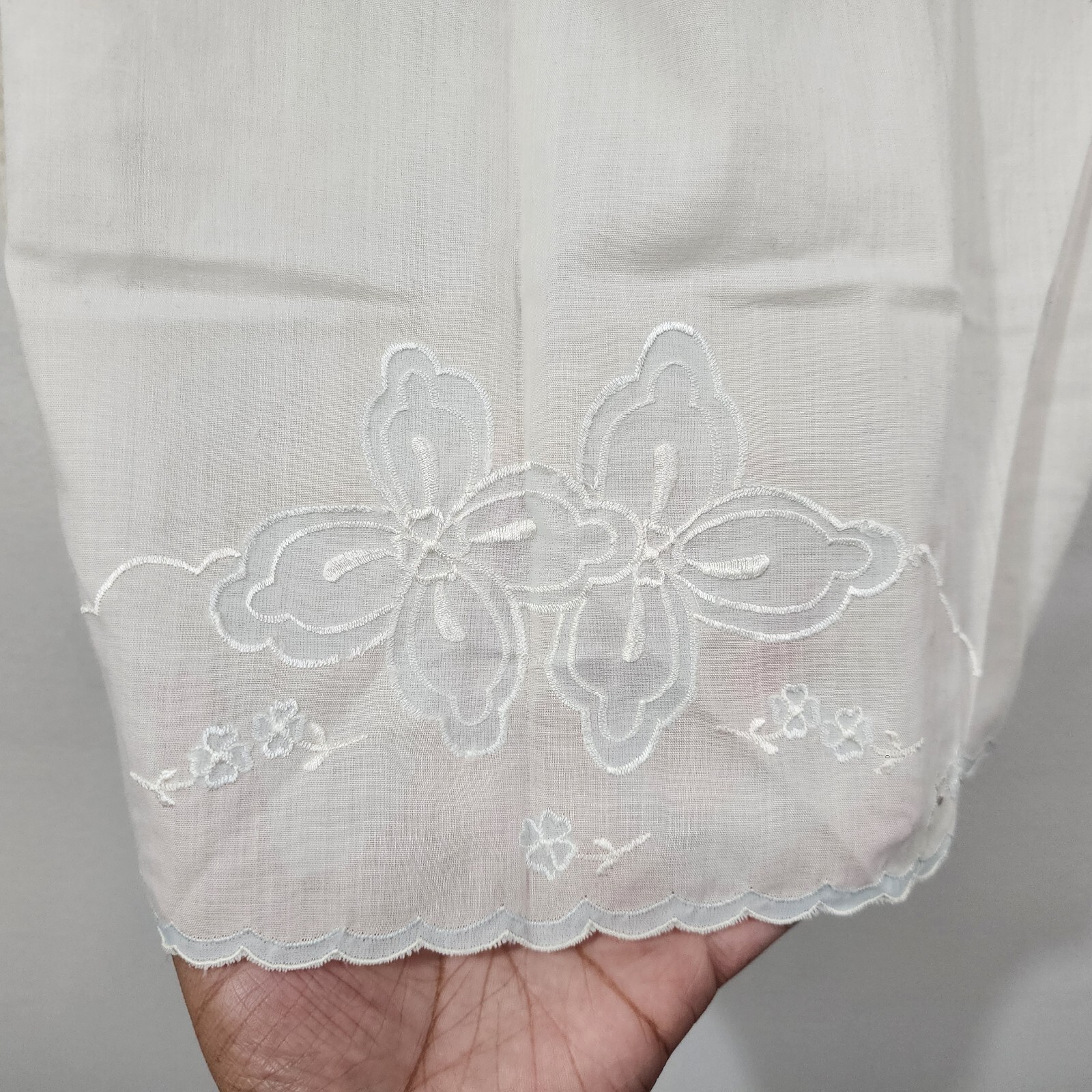 Vintage Jodie Arden Cotton Half Slip Floral Embroidered Elastic Waist Women’s M