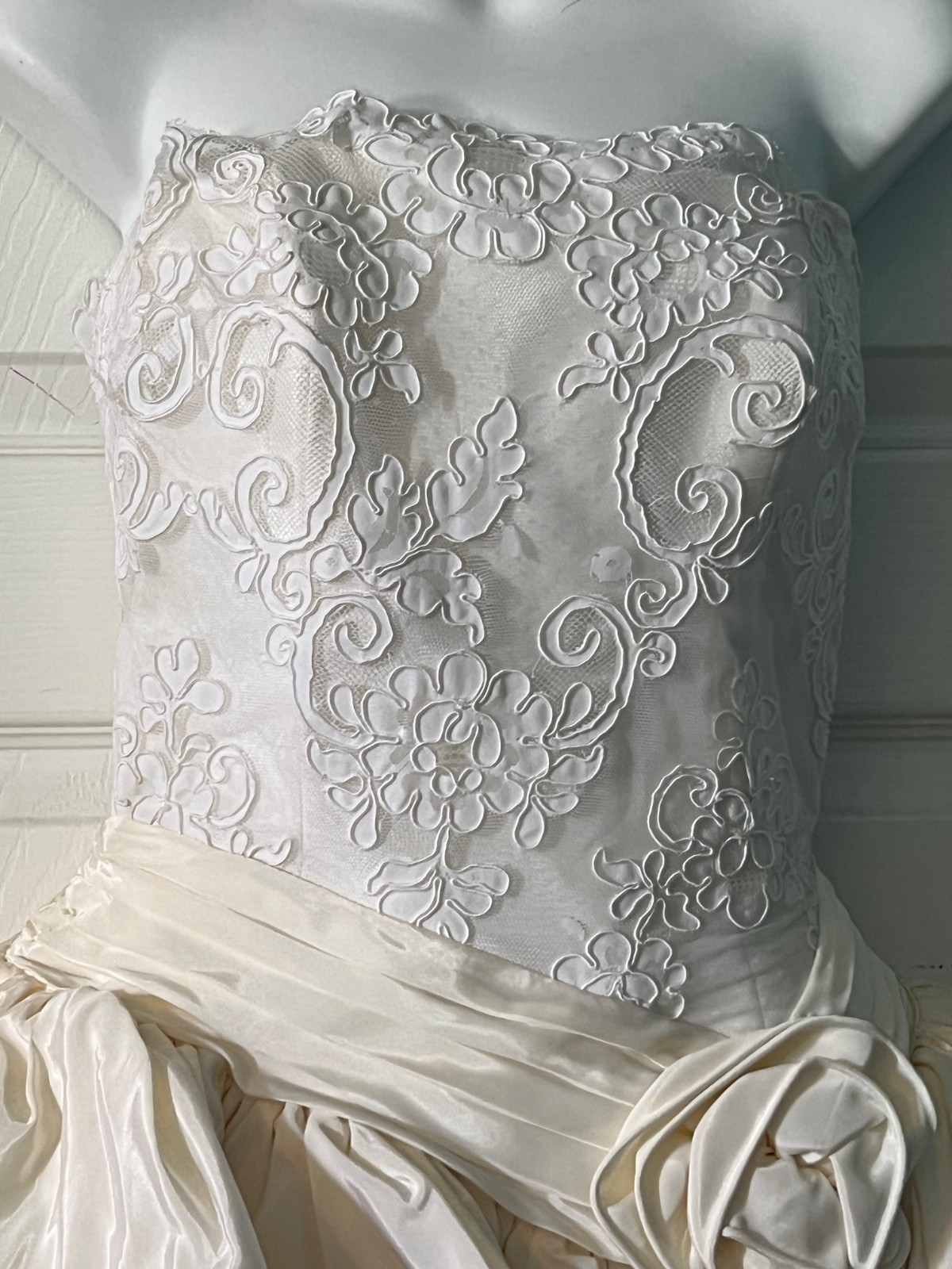 Vintage TADASHI SHOJI Lace and Taffeta Tiered PROM COCKTAIL DRESS 1980s NOS