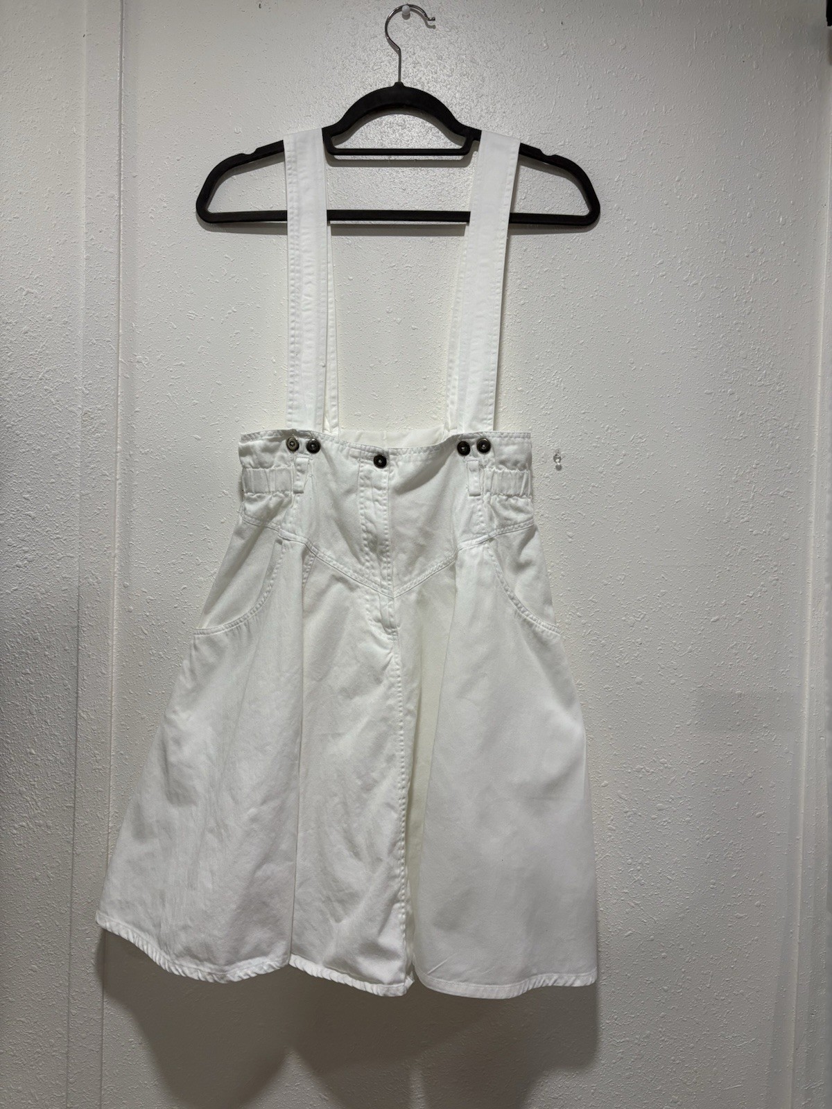 Please Thank You Vintage White Denim Pinafore Style Skirt W/ Suspenders