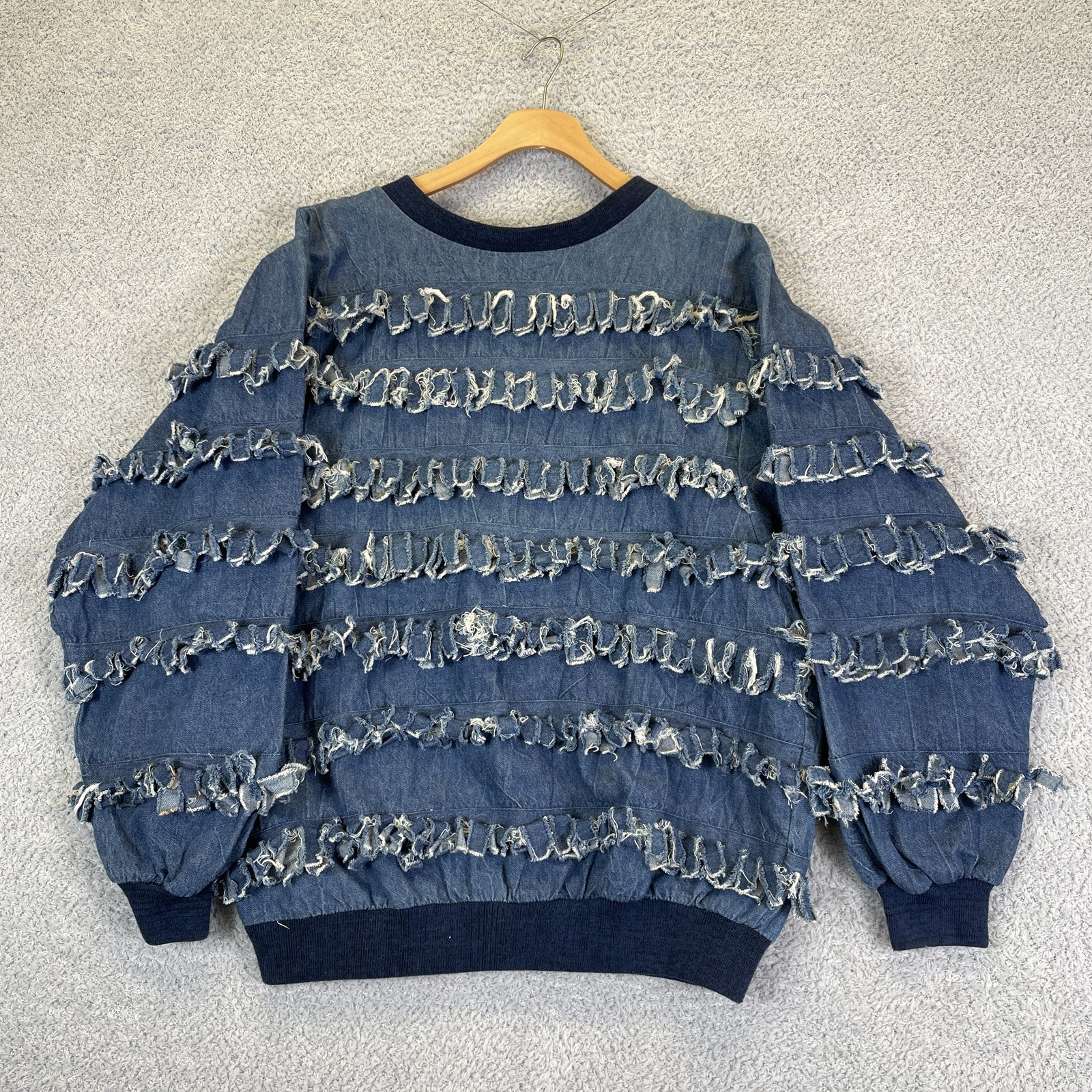 Paula Sweet Muslin Mink Denim Pullover Boho Art Size Small 80’s Fringe