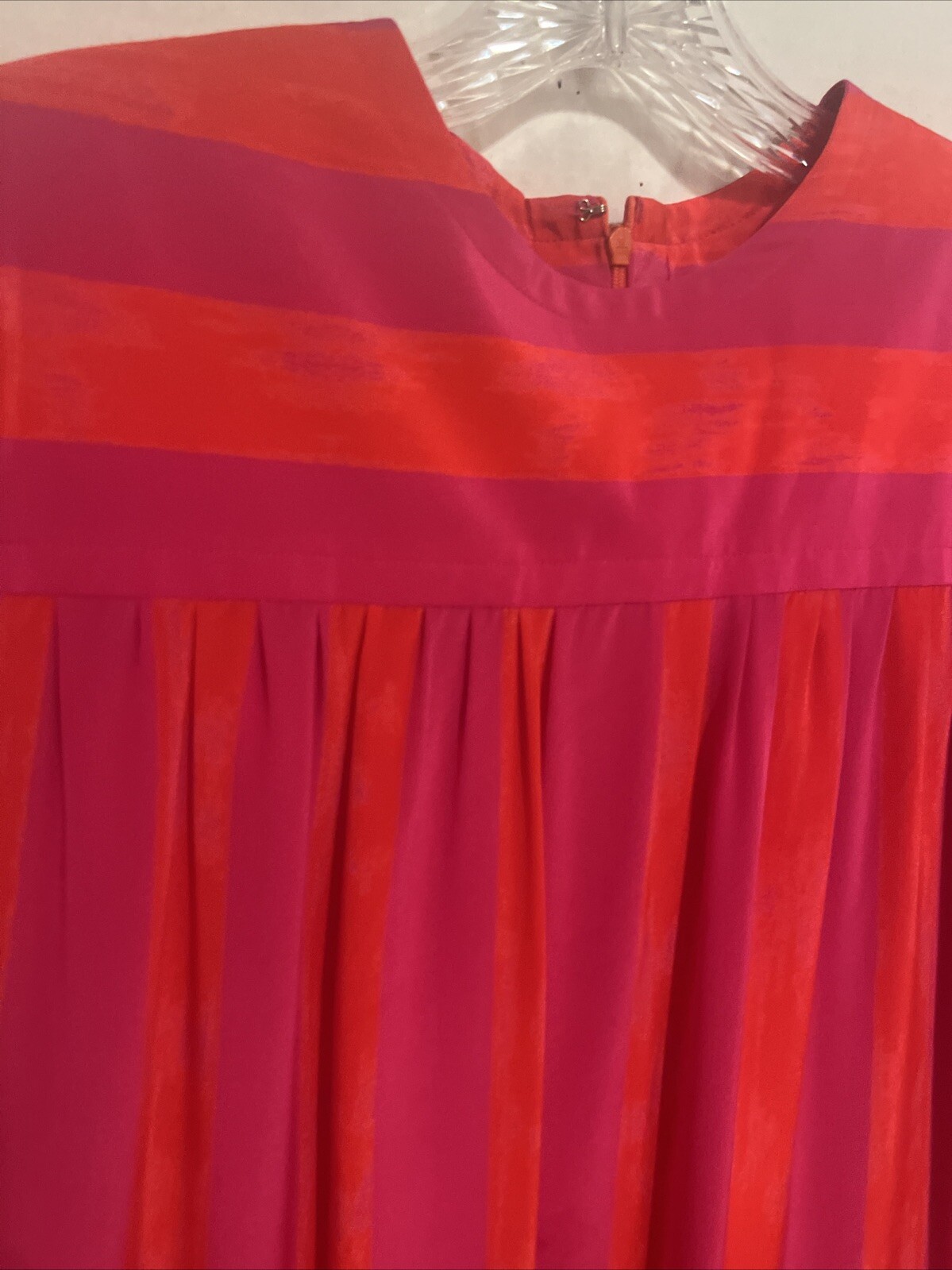 VINTAGE ADELE SIMPSON SILK COCKTAIL SHIFT DRESS PINK ORANGE Striped Size 12