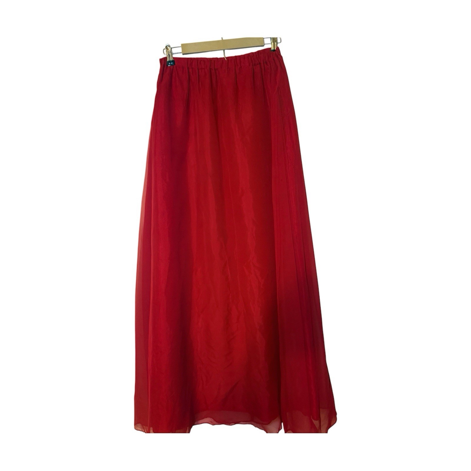 Vintage Mister Jay Red Sheer Mesh Overlay Maxi Skirt Small Chiffon Floor Length