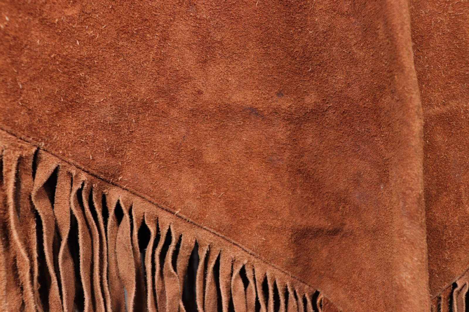 70s vintage leather wester poncho Adult OS Brown Fringe Hippie Cowboy