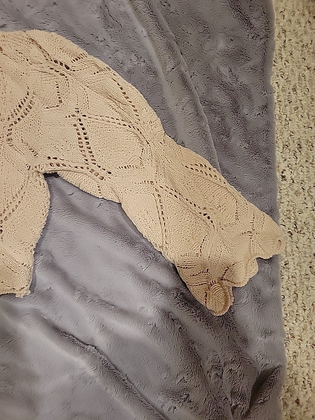 Originality Crochet Crop Top Women XL Cream Soft Boho Coverup Sweater Festival