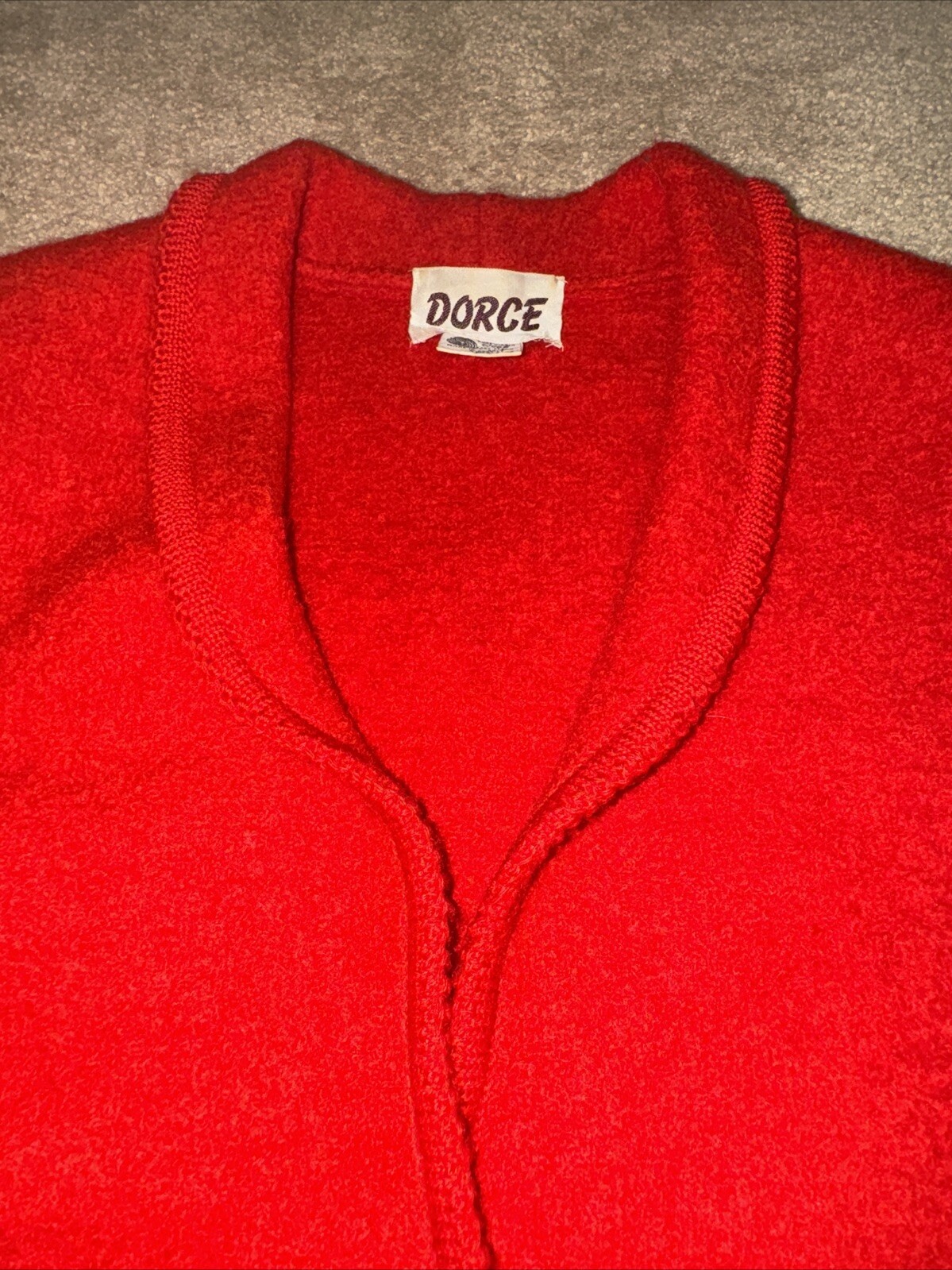 Vintage Dorce 100% Wool Button Down Red Christmas Blazer Sweater Size Medium