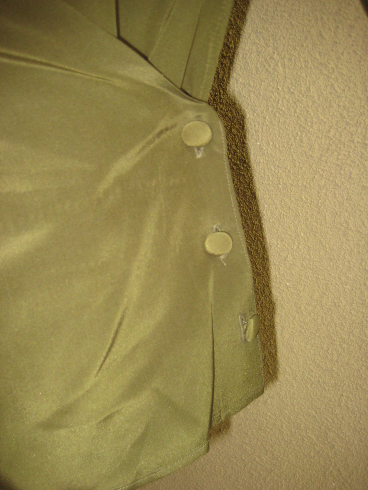 Vintage Mr Jax 100% silk olive green wrap shoulder pads long sleeve blouse 8