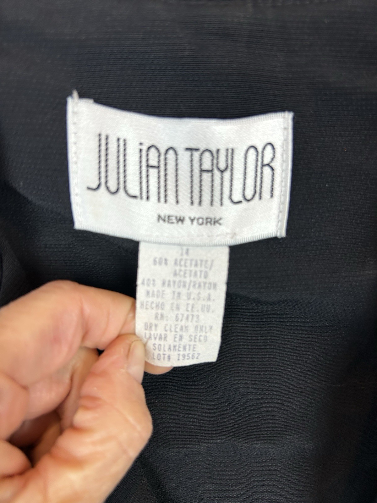 Vintage Julian Taylor New York Dress Womens 14 Black 90s Nautical Secretary