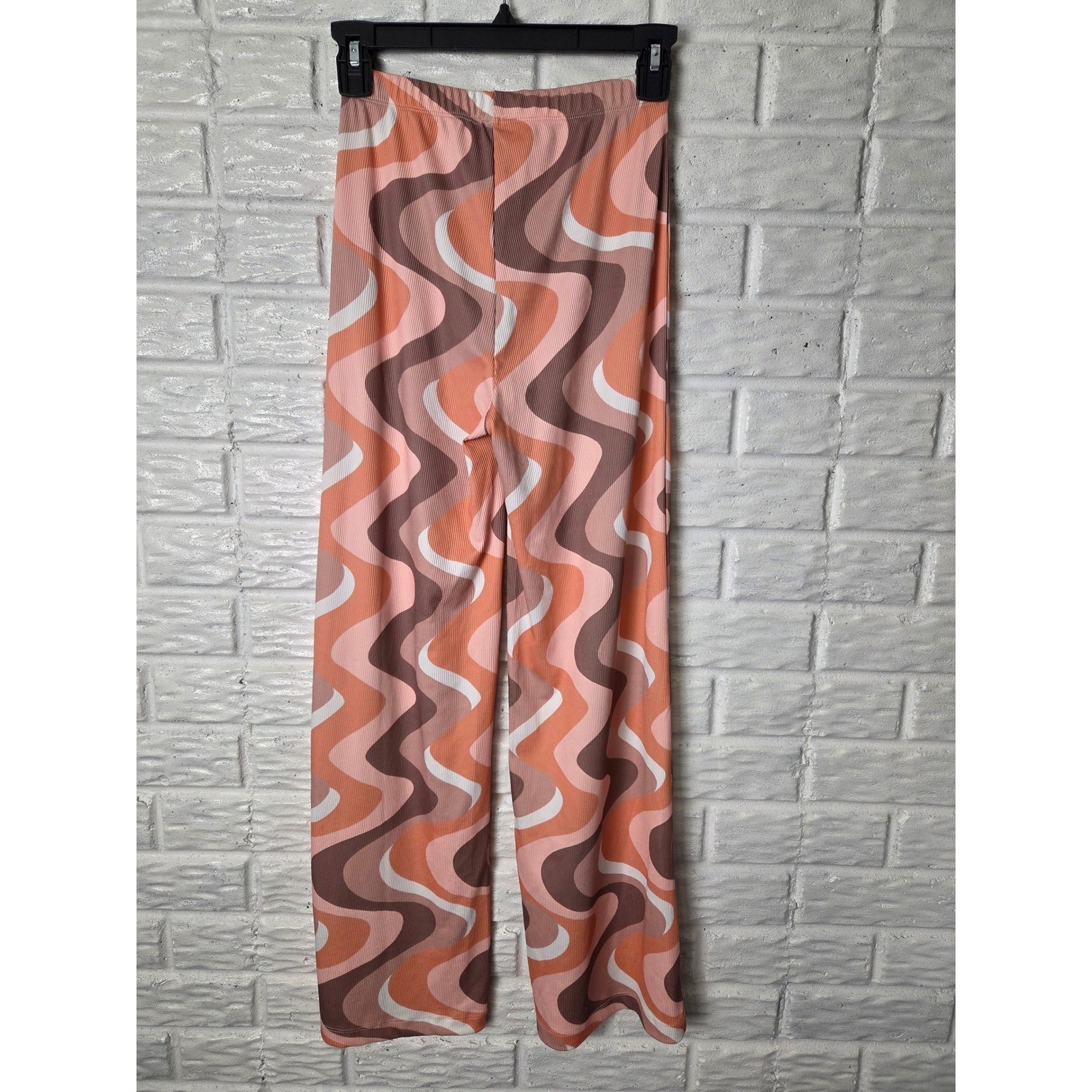 Princess Polly Multicolor Wave Stretch 70s Flare Pants Women’s size 2 XS Pull On