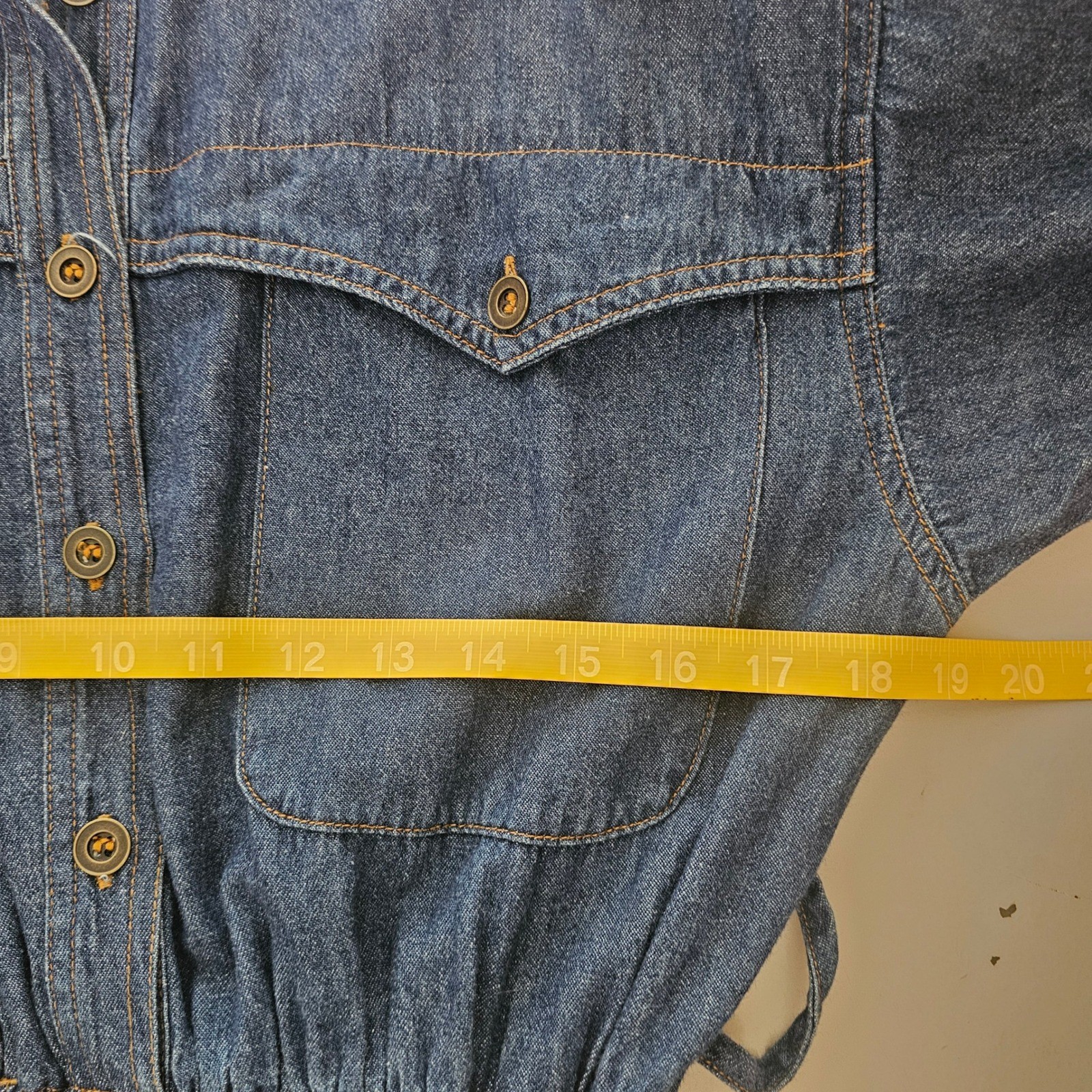 VTG 10 Western Denim Maxi Dress Blue Cotton Long Sleeve 90s Boho Cowgirl Cottage