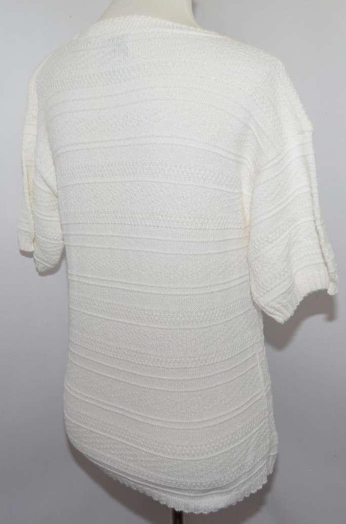 VTG TR Bentley 80s 90s White short Sleeve Knit Sweat Made in the USA Womens S