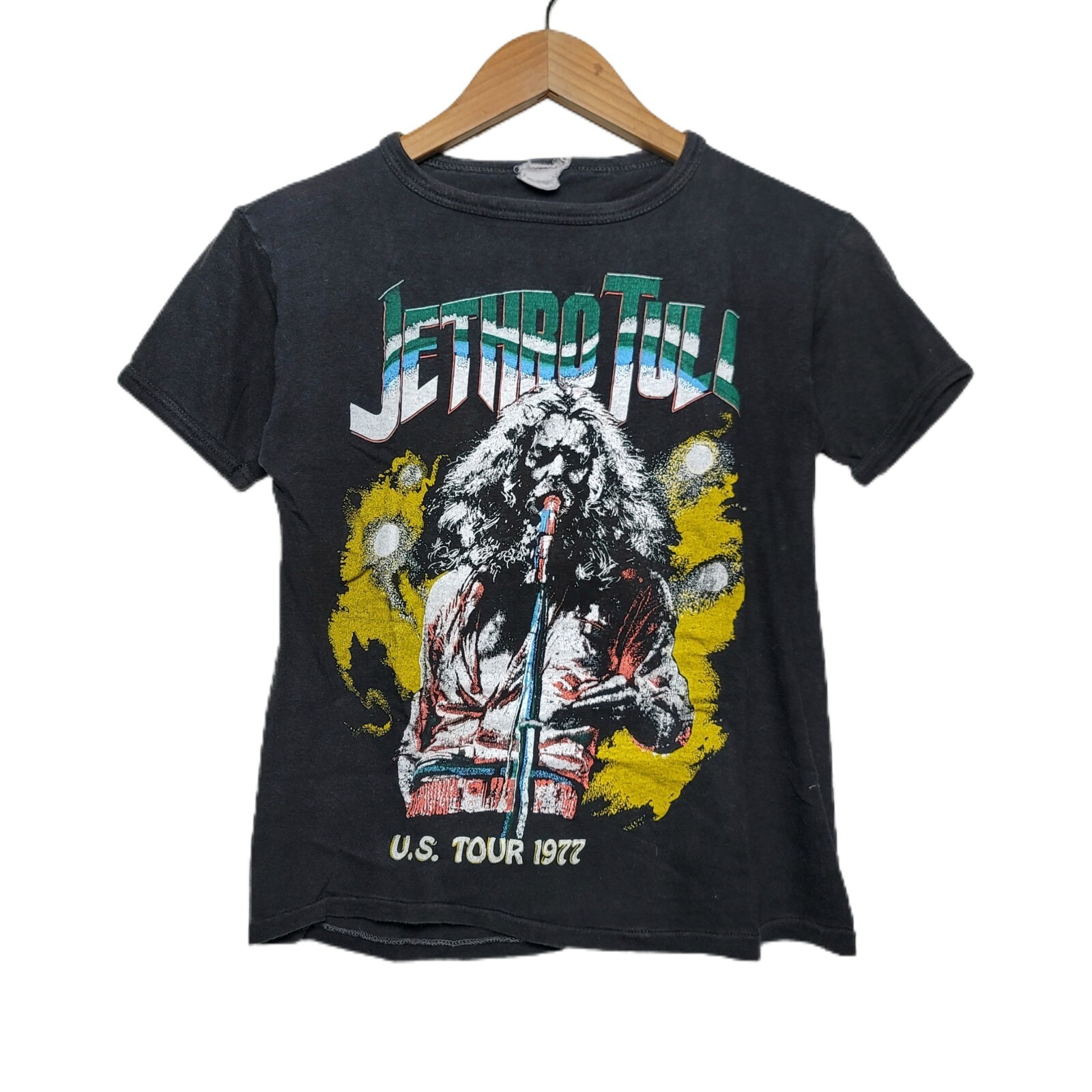 Vintage 1977 70s Jethro Tull U.S. Tour Double Sided Graphic Ringer T-Shirt Small