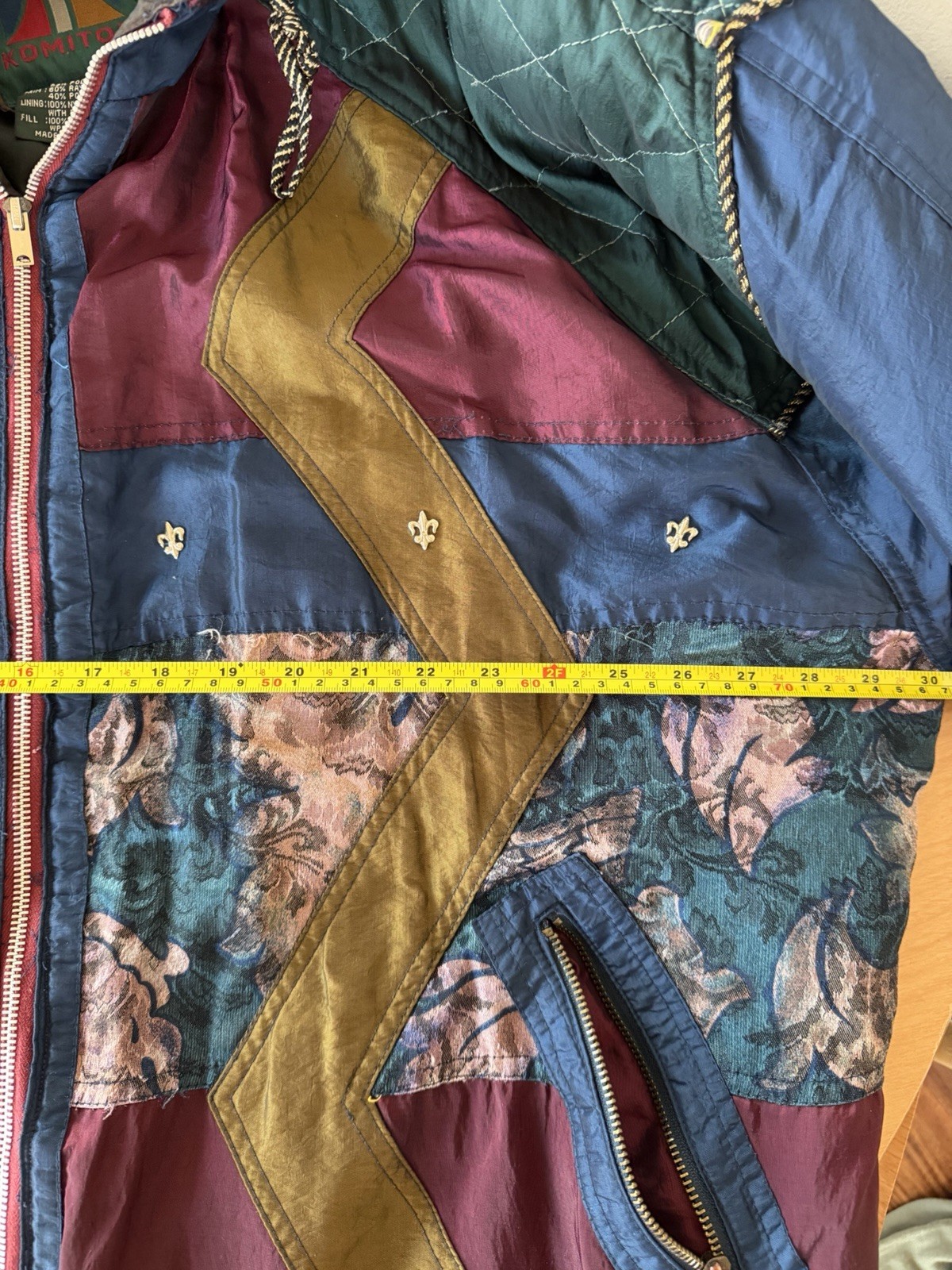 KOMITOR Vintage 90s Colorblock Quilted Patchwork Jacket Size XL