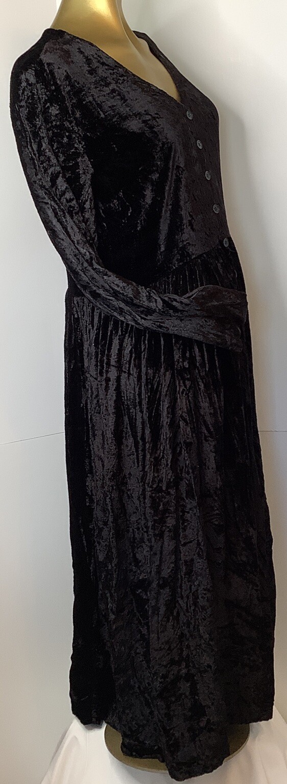 Vintage Star Of India Dress Size Medium Black Velvety Long Sleeve Made In India