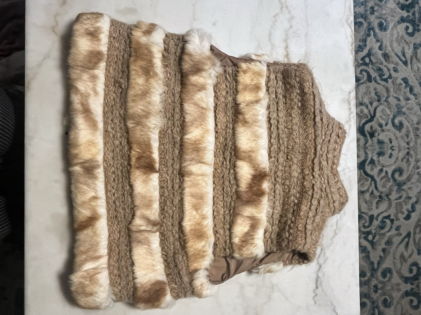 Vintage Made In Italy Vest Women Boho Luxury Faux Fur Wool Sz 10 (Eu 46) 60s-70s