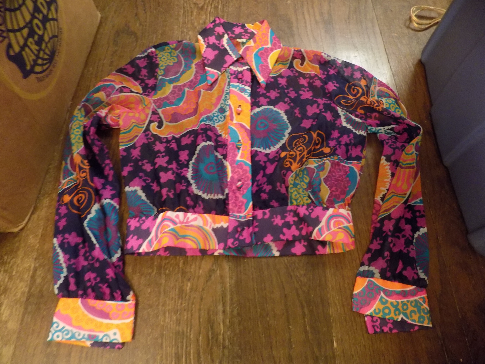 Don Luis vtg Halter Maxi Dress & Sheer Jacket BOLD Groovy Purple Orange Pink M