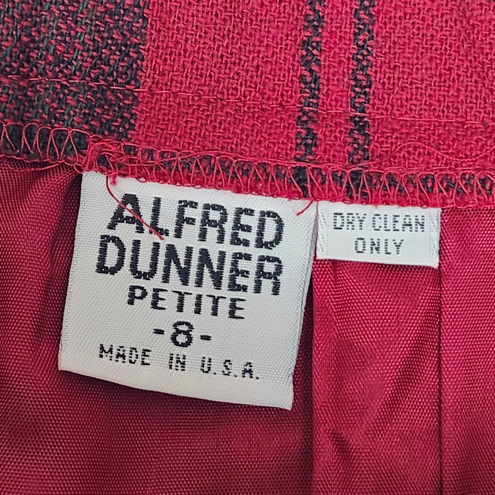Vintage Tartan Plaid Wool Blend Midi Skirt Red Green Preppy Academic USA 8P