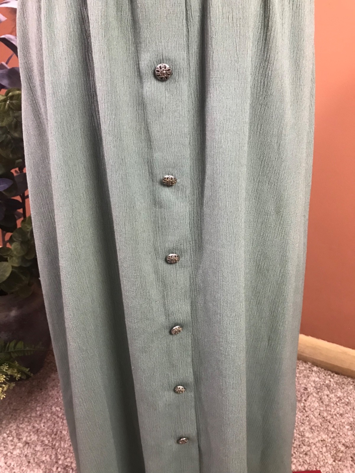 miss dorby green dress floral vest sz 12 cottagecore vntg 90’s homestead