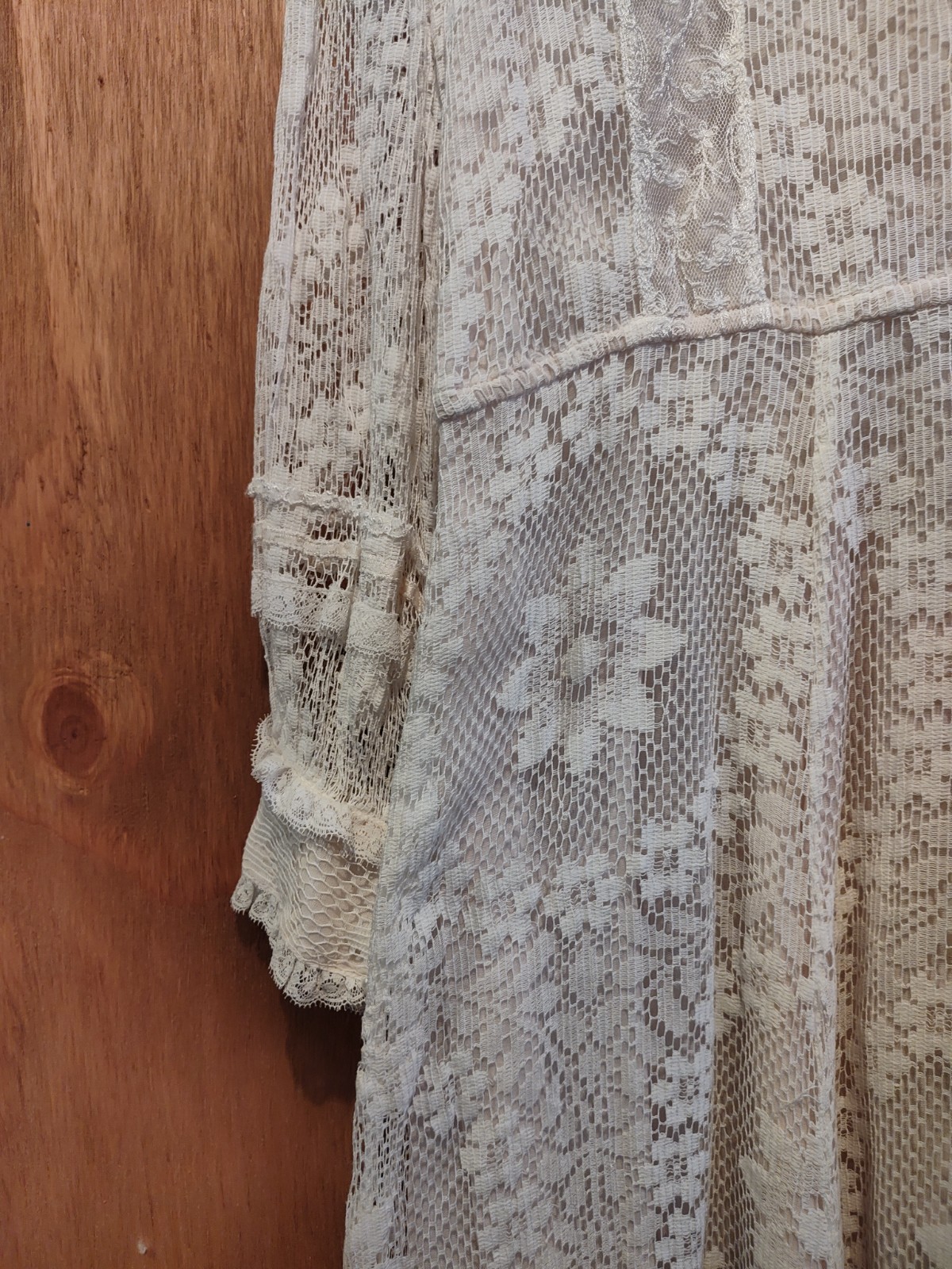 „Coco” Lace Boho Wedding Dress, Vintage 1970s, Champagne / Blush Pink & Ivory