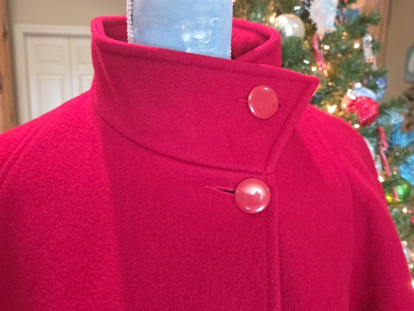 Vintage Central Park 100% Red Wool Anglo Fabrics SZ 14 Long Duster Jacket USA