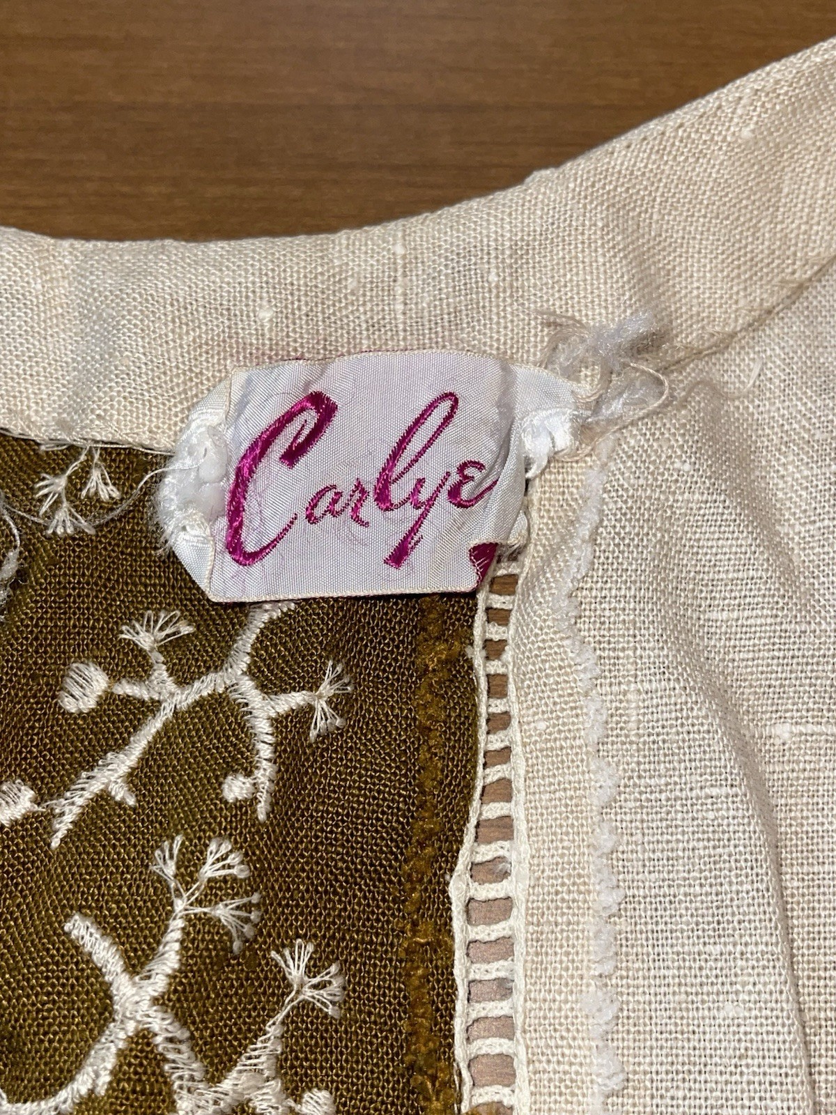 Vintage 50’s 100% Linen Carlye Dress 10 Beige Conmar Zipper Movie Set Broadway