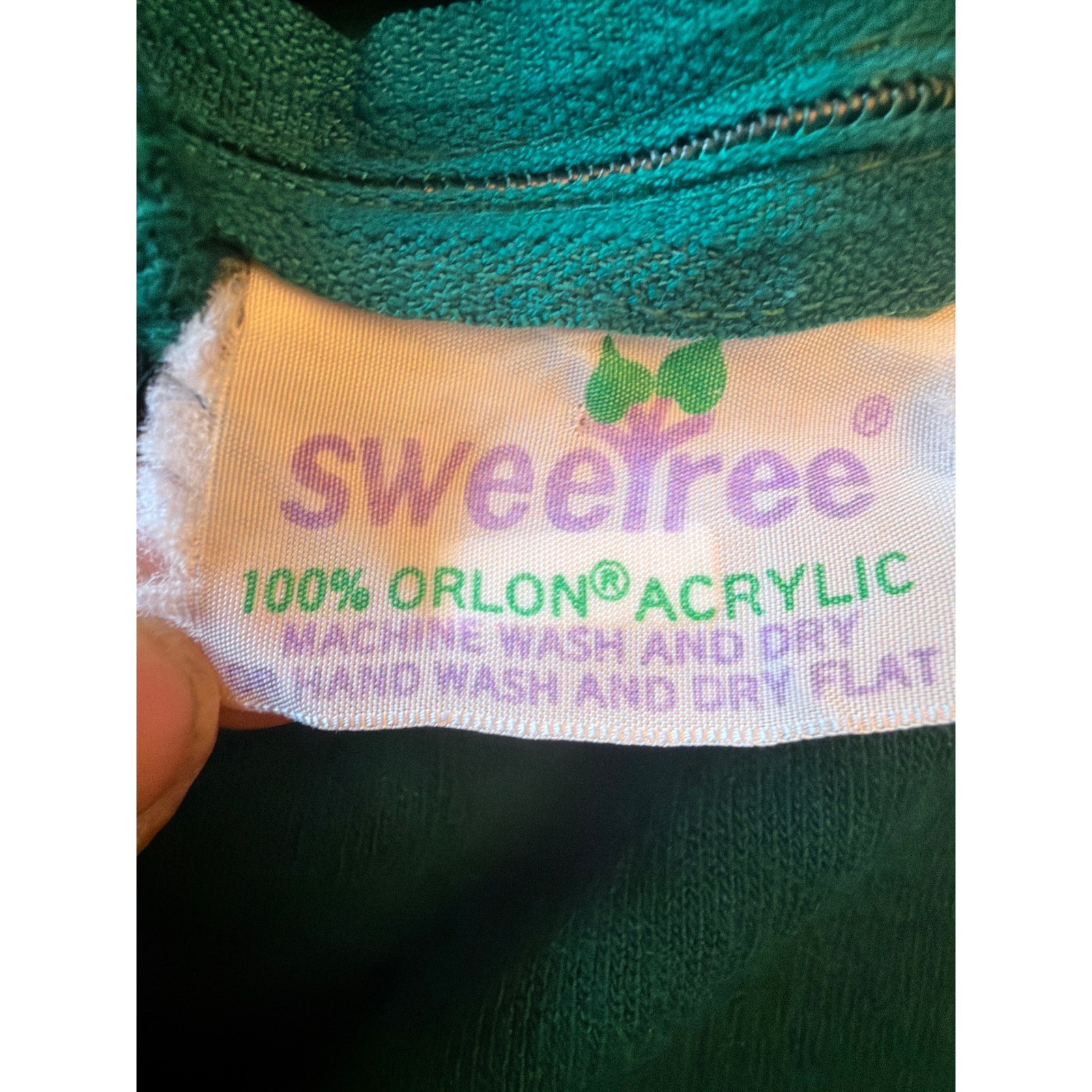 Sweetree Sweater Teal Green Vintage Mock Neck Orlon Acrylic Mod Back Zip Knit