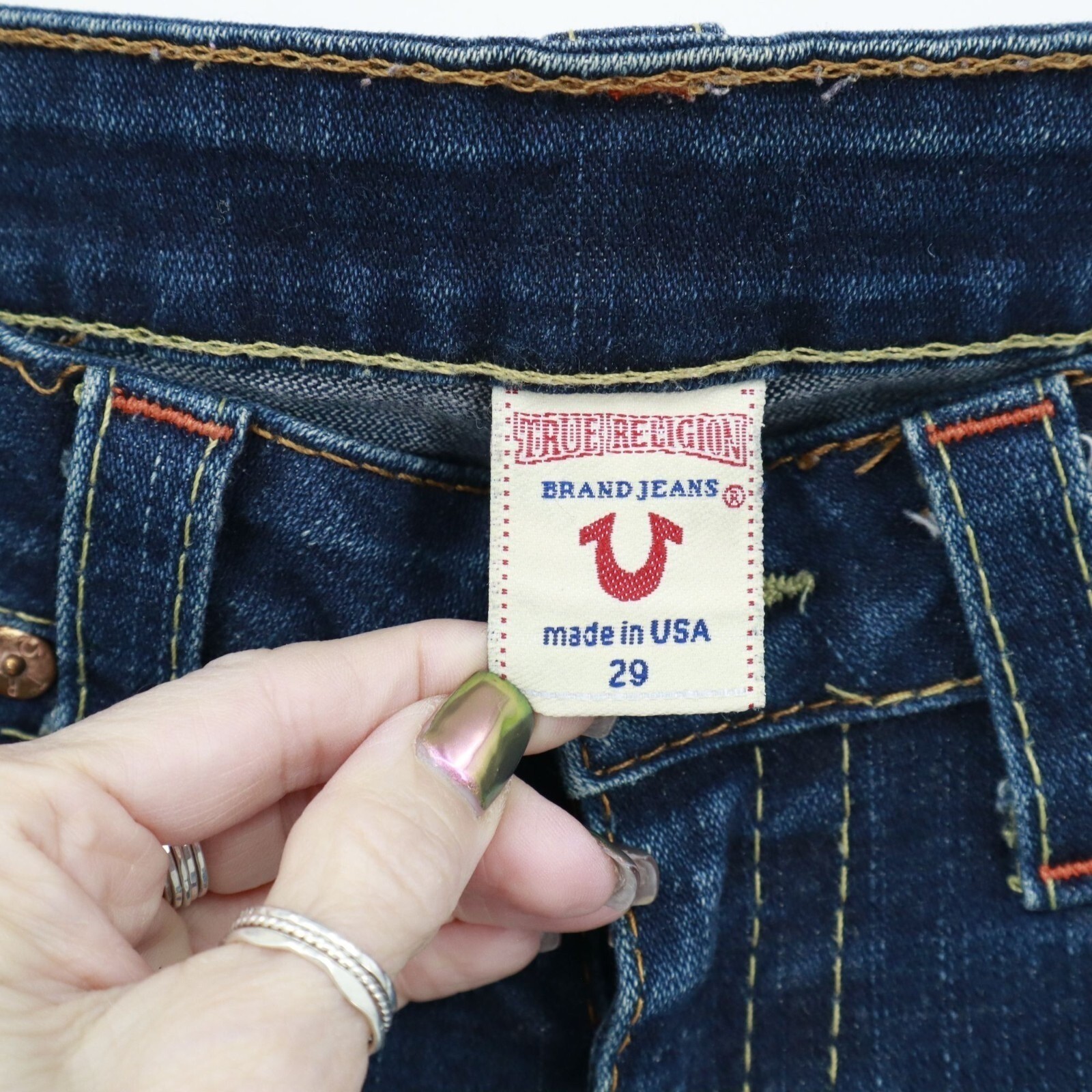 True Religion Johnny Jeans Womens 29 Blue Y2K Cowgirl Western Rodeo Vintage