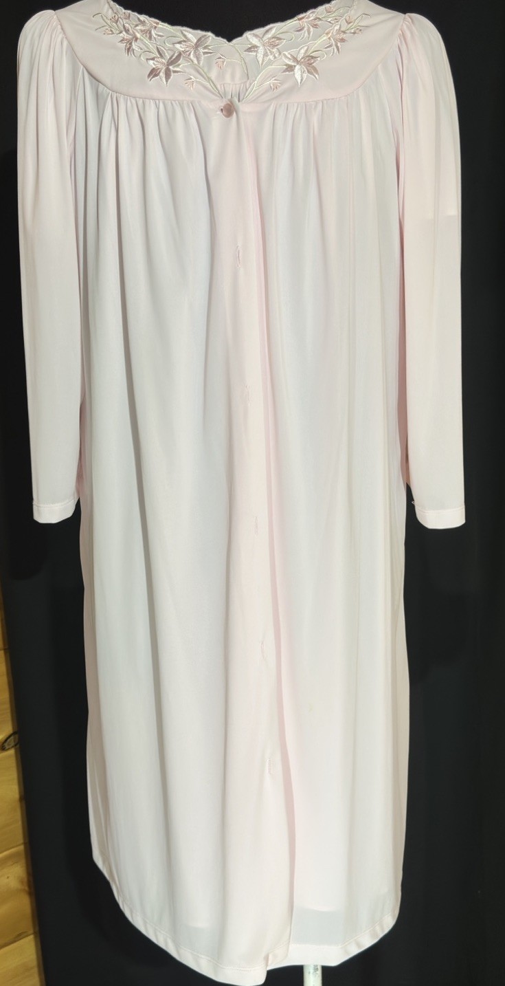 Vintage Miss Elaine Peignoir Set XL Nylon Robe Nightgown Coquette Soft Pink