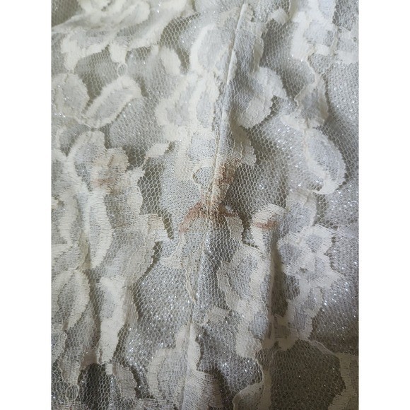 70s Lilli Diamond of California Ivory and Silver Lace Bell Bottoms