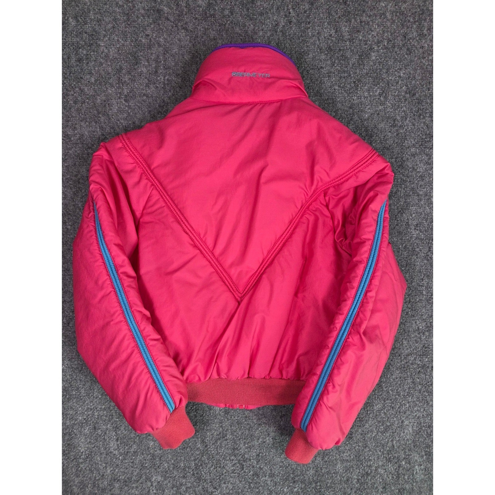 Vintage Obermeyer Karen Puffer Jacket Womens 14 Pink Purple Trim Ski Coat Retro