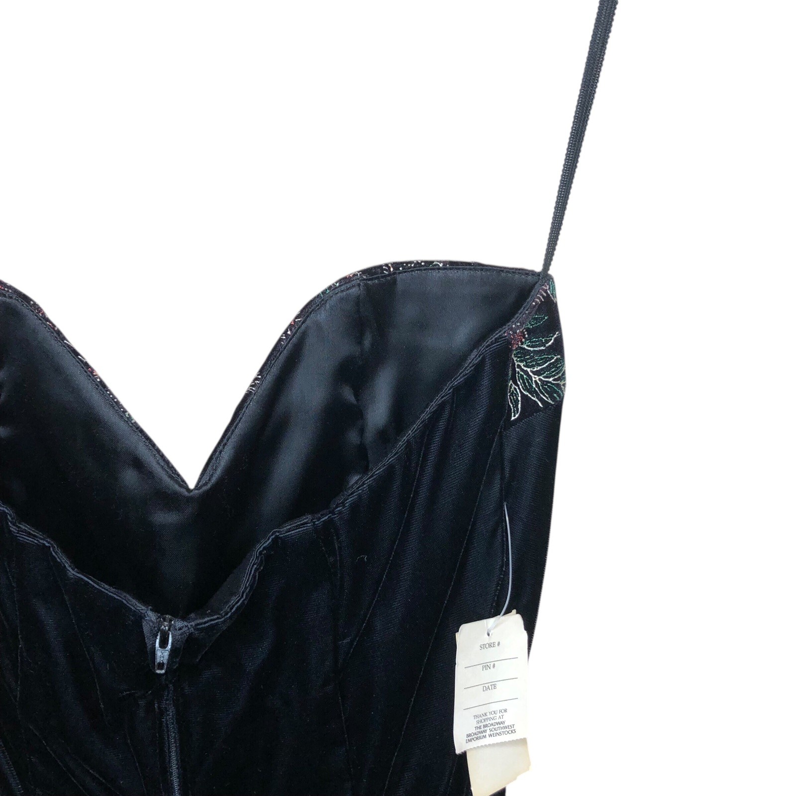 Vintage Velvet Mini Dress Strapless 6 Black Evening Cocktail Glam McClintock NEW