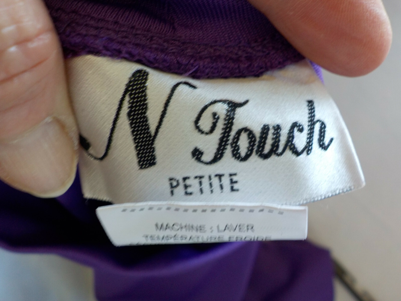 Vintage N Touch Blouse Size PM Purple Moch Neck Sleeveless Side Vents Blend