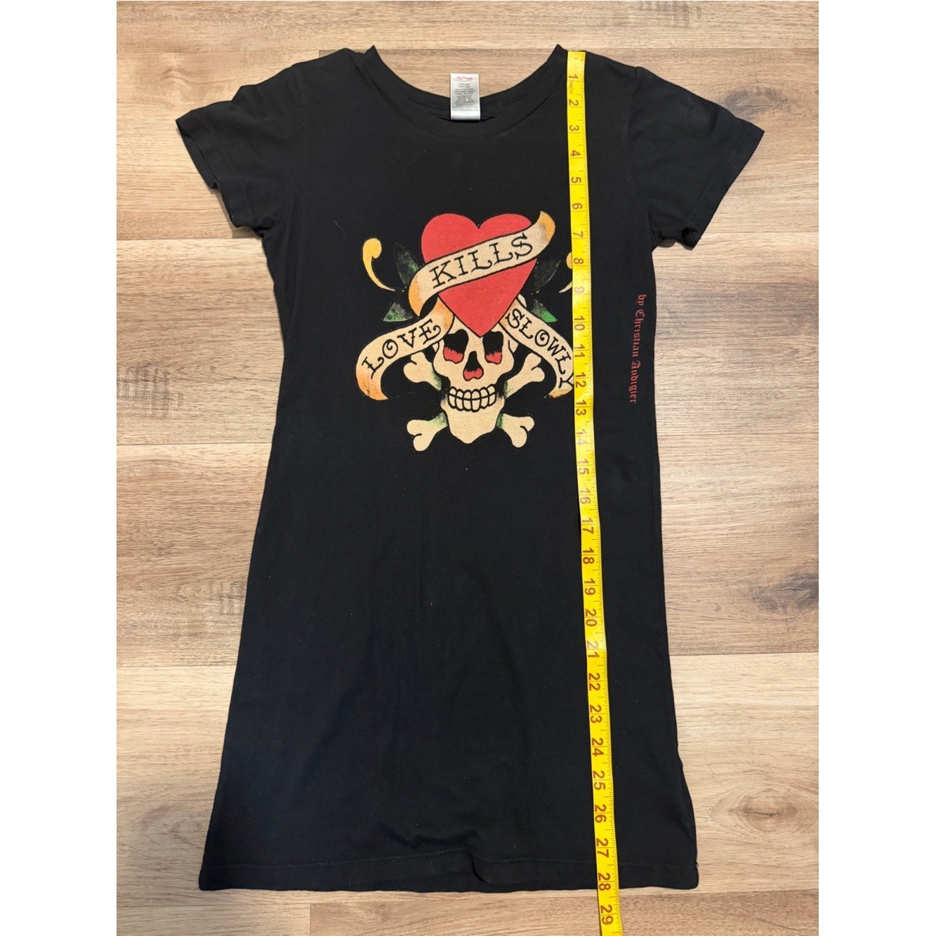 Vintage Ed Hardy T Shirt Dress Womens Small Christian Audigier Y2K Grunge Tee