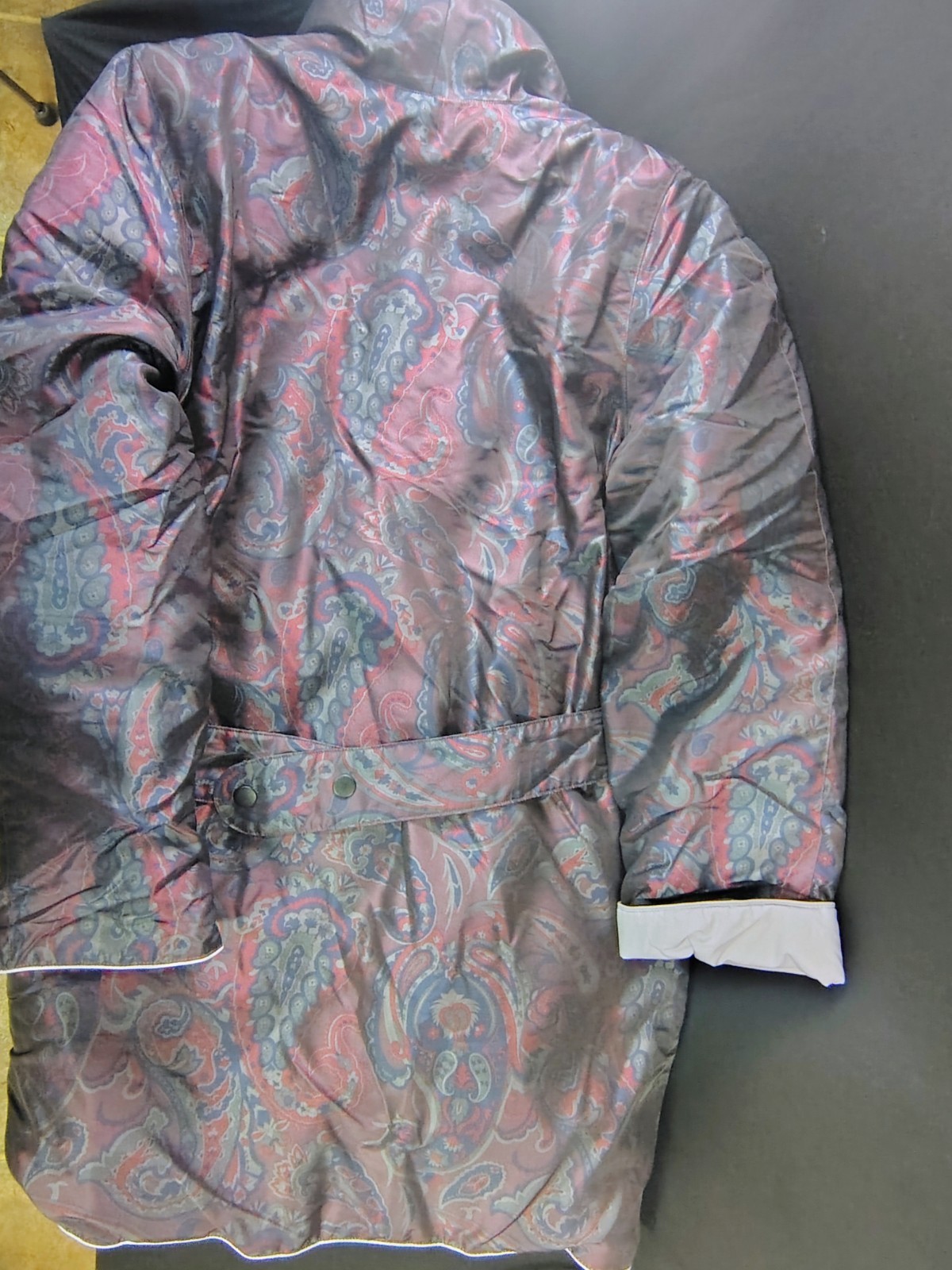 VTG The Company Store Down Puffer Jacket Women 14 Paisley Boho Quilted Parka 80s