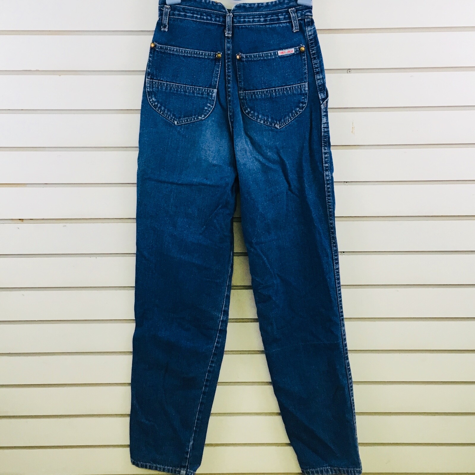 Vtg Womens 3/4 Tres Jolie Blue Jeans High Waist Mom Pleated Tapered 30″ Inseam