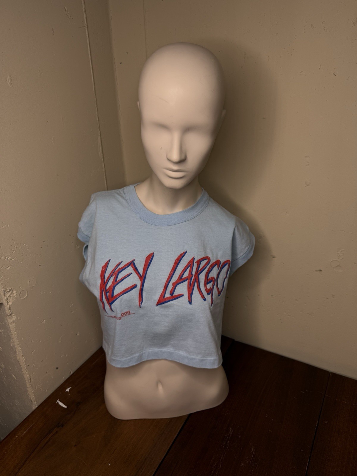 KEY LARGO COCONUTS VTG TSHIRT CROP TOP 80’s WEEKEND AT BERNIES SIZE L USA RARE