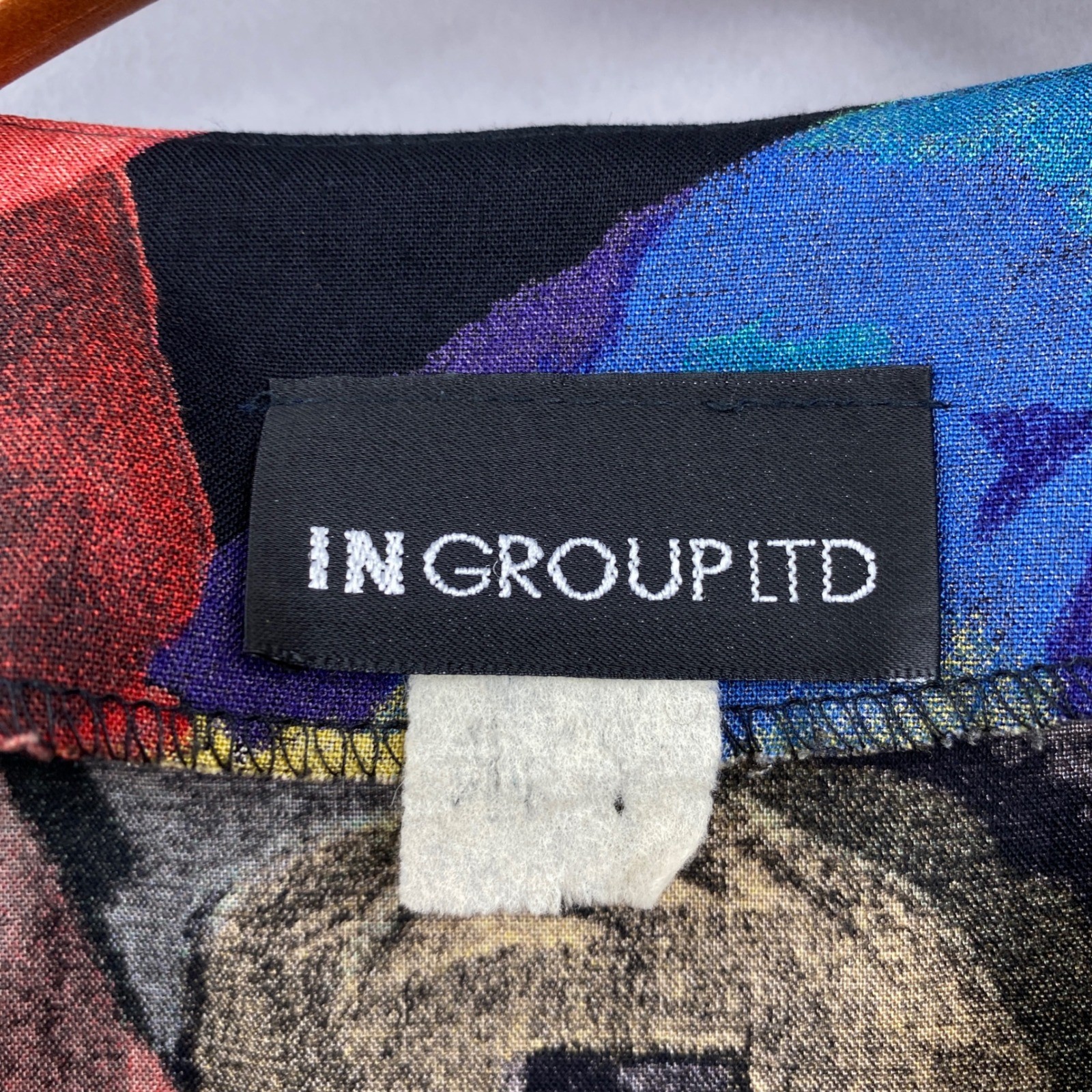 In Group Ltd Vintage 90s Abstract Art Print Blouse Womens M Klimt Art to Wear