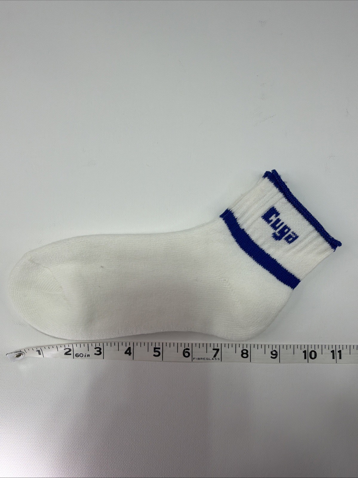 VTG 9-11 Low Cut Socks Ankle Acrylic Thick „CUGA” Unisex White Royal Blue 80s