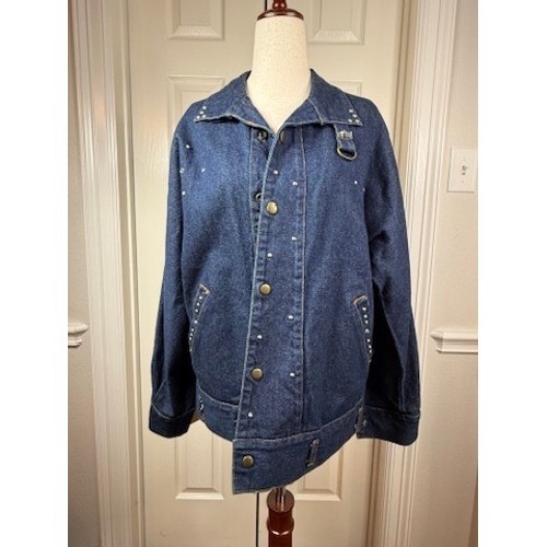 Bruno Bellini Vintage 90s Studded Denim Jacket Dark Wash Western Blue Medium