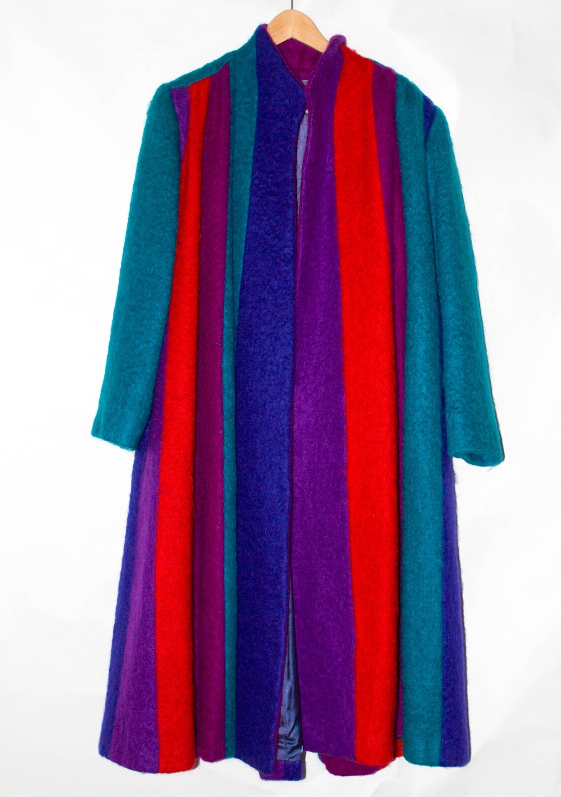Dolores’ Unique Designs Mohair Striped, Non-closure Swing Coat. Made in Texas.