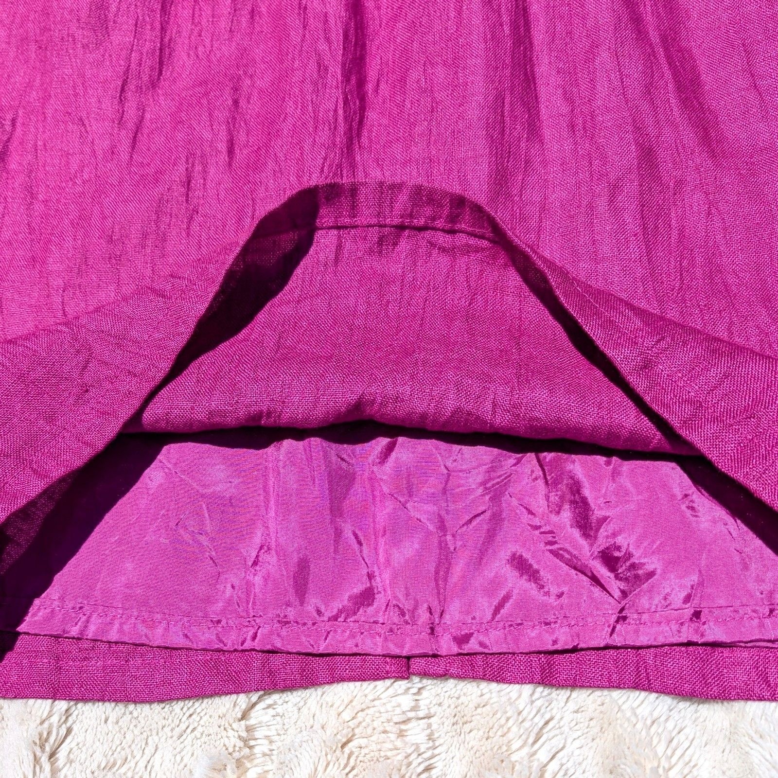 VTG 80s Does 50s Umberto Ginocchietti Italian Pink/Magenta Linen Pencil Skirt/XS