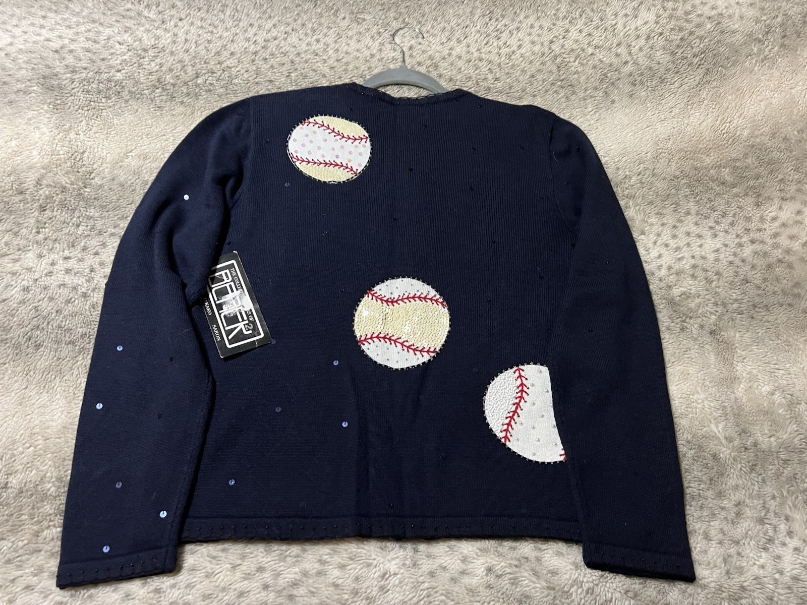 BEREK 2 Vintage Baseball Sweater Zip Up Cardigan Navy Blue Size Medium NWT