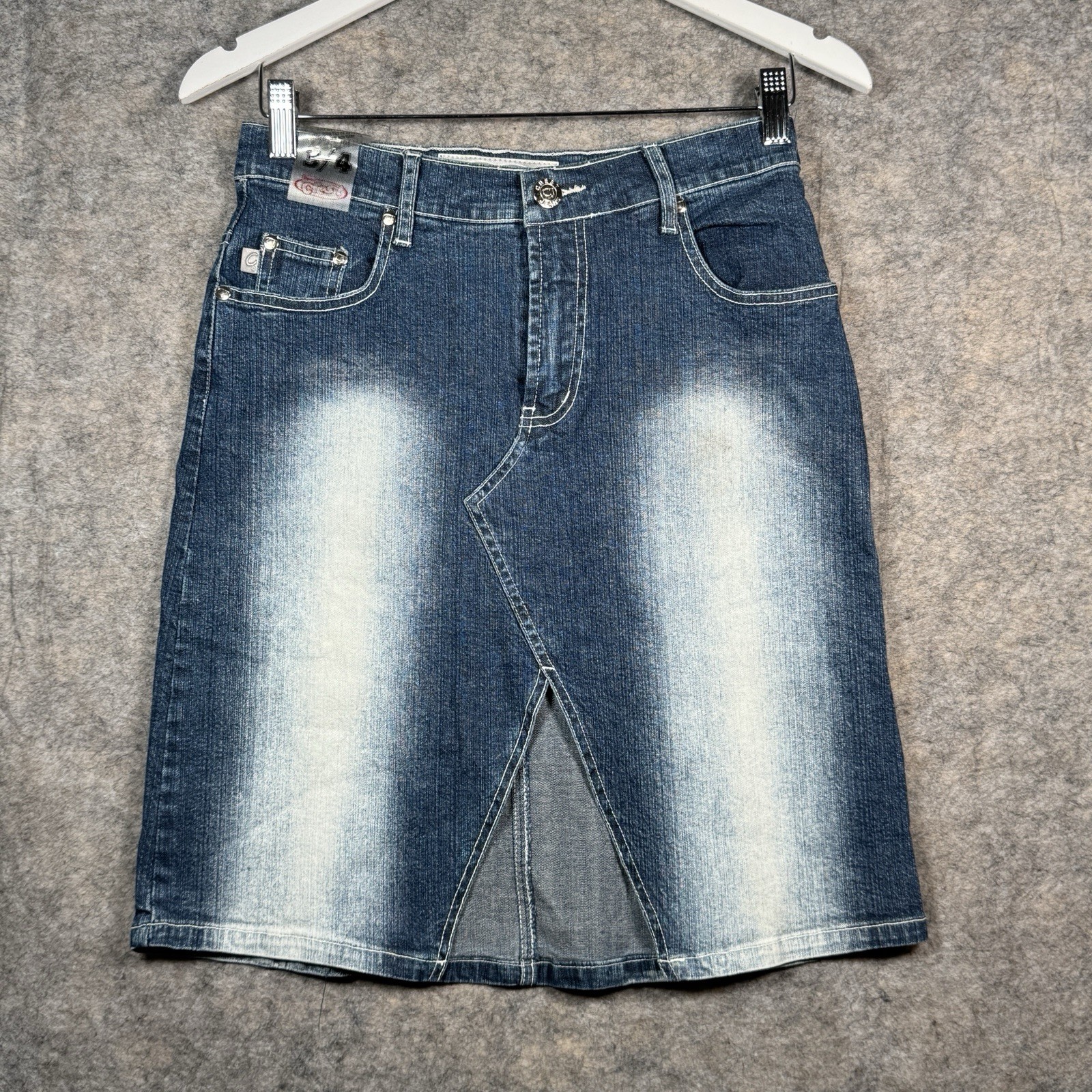 Vintage Y2K NWT Womens Crest Pure Denim Jean Skirt Size 3/4 28×21 Acid Wash Blue