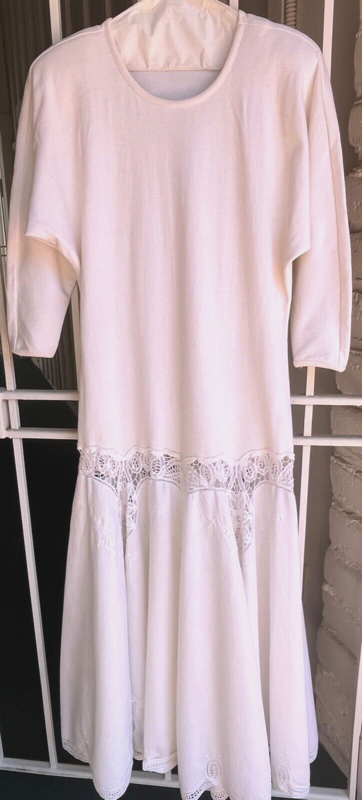 VTG 70s/80 G.Y.M. California 100% Cotton/Linen Imported Lace Ivory Maxi Dress
