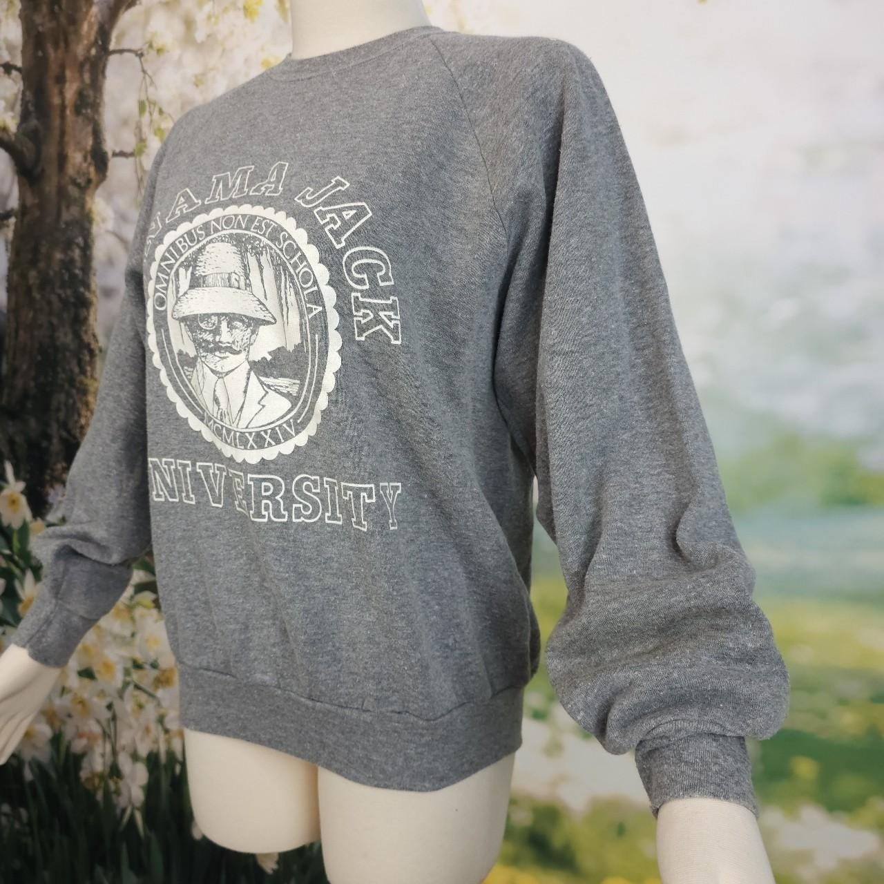Grey Vintage Panama Jack Crewneck Sweatshirt 1983 University Style Hoodie 80s