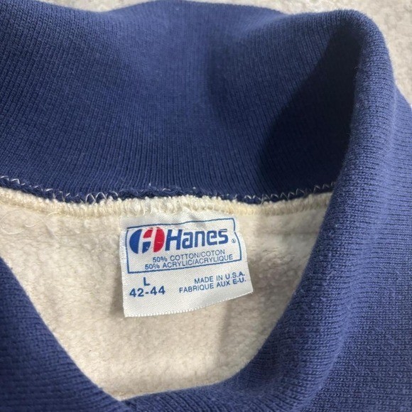Vintage 90s Hanes Doll Appliqué Sweatshirt Made in USA Cotton Acrylic Women’s L