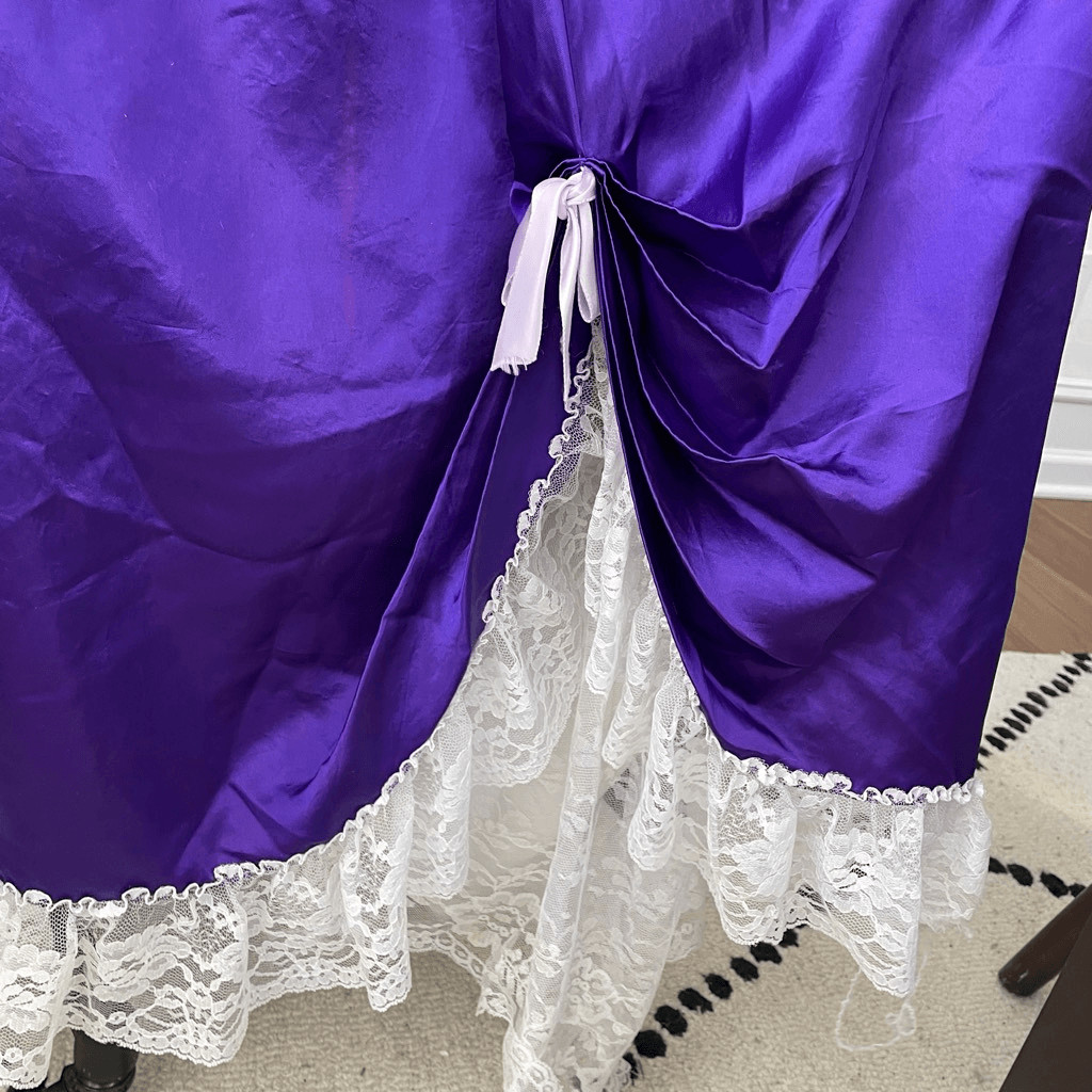 Vintage 80s Zum Zum Purple Little Bo Peep Prom Dress M 8 10