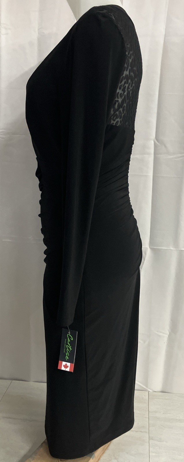 Cartise Black Stretch Black Dress Vintage 90s Art Deco Glam Women’s Size 6 New