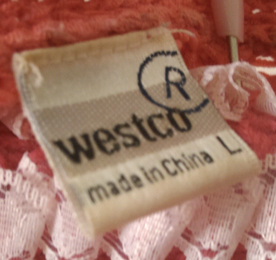 Vintage WestCo Acrylic Nylon Salmon Ladies Crochet Cardigan Size L great condit.